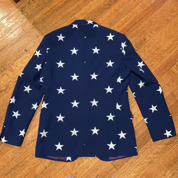 OppoSuits America Blue Star 4th of July Suit Jacket Blazer Men's size 36 Small - Picture 5 of 12